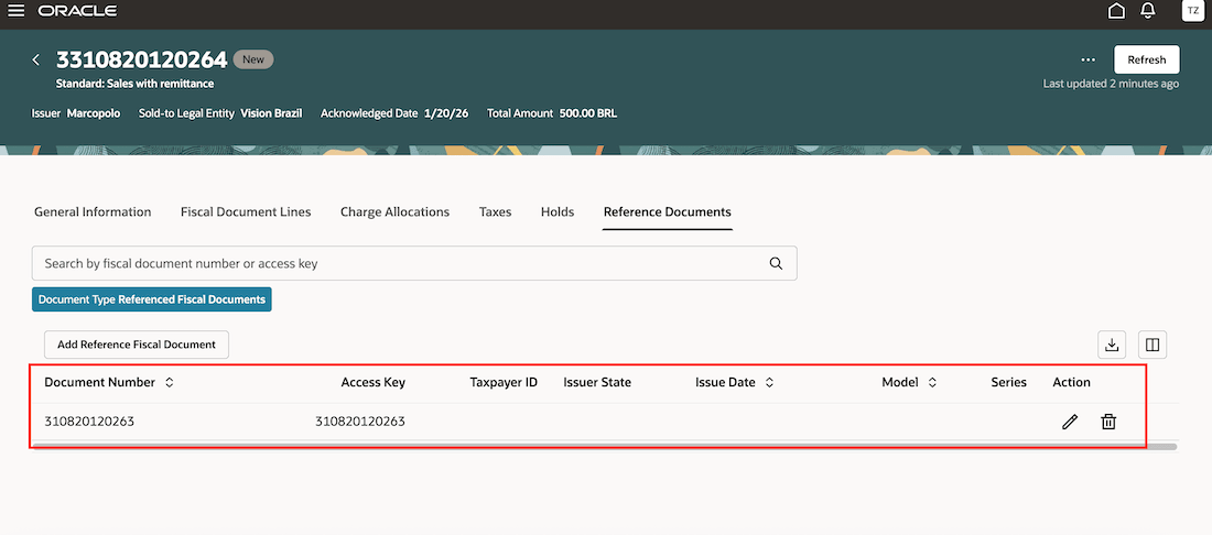 Standard fiscal document with reference of the applicable prepayment fiscal document.