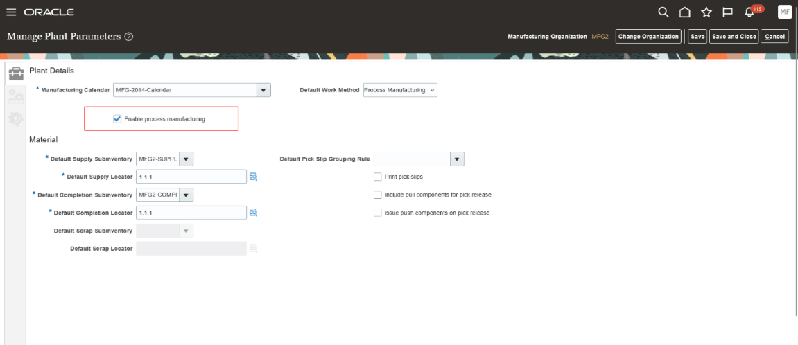 Manage Plant Parameters Page
