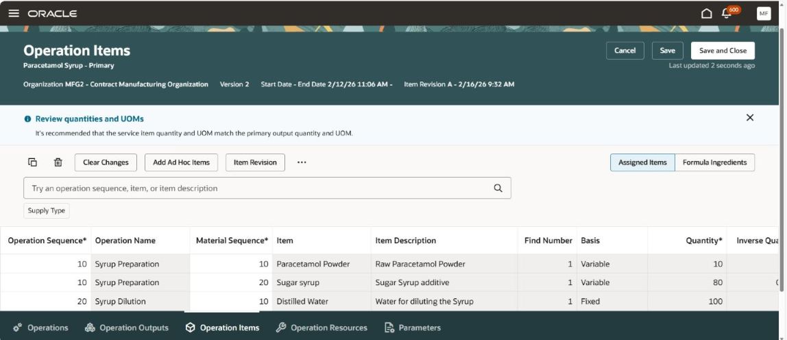 Process Manufacturing Work Definition in a Contract Manufacturing Organization