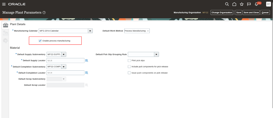 Manage Plant Parameters Page