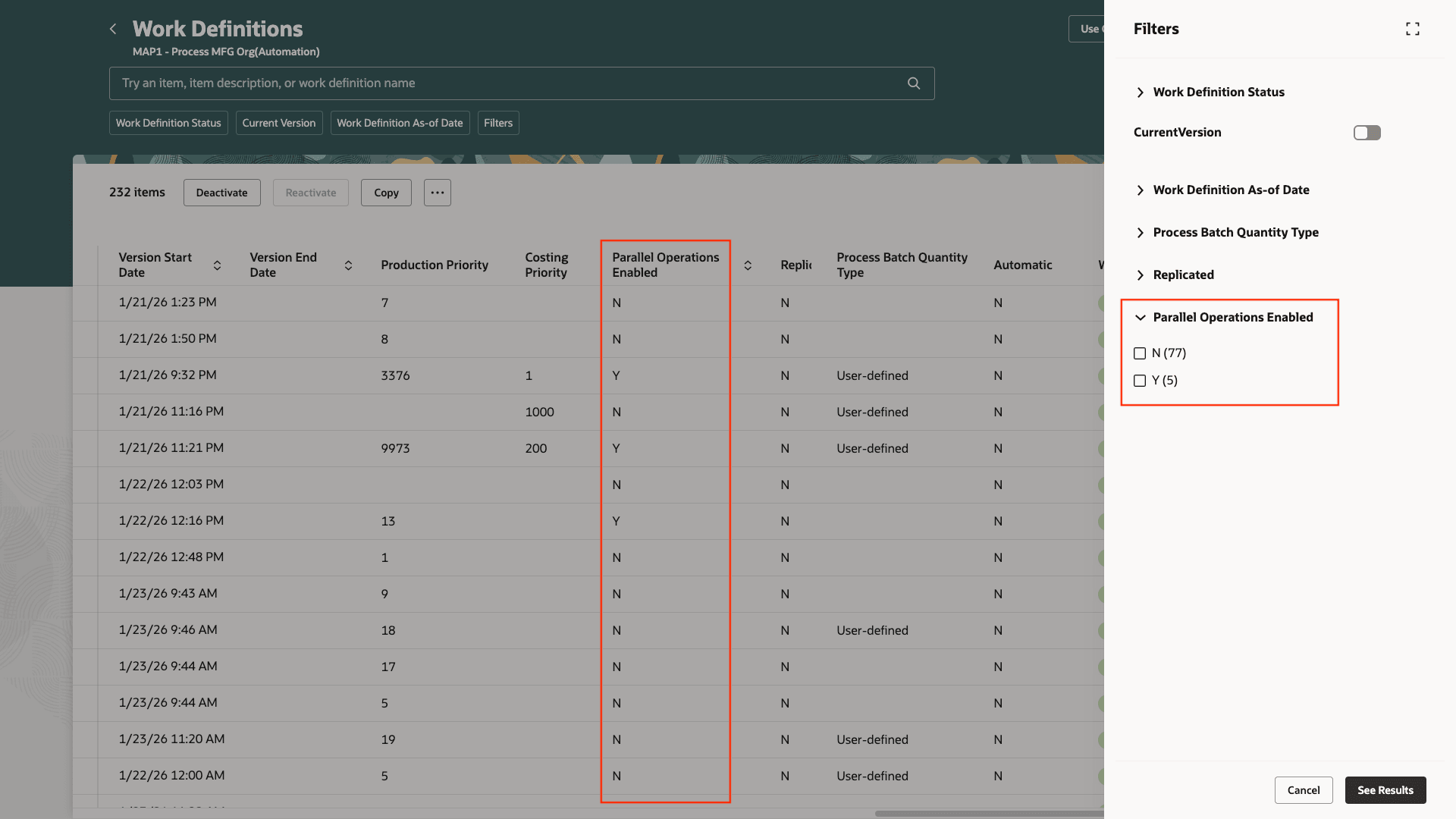 Work definition search
