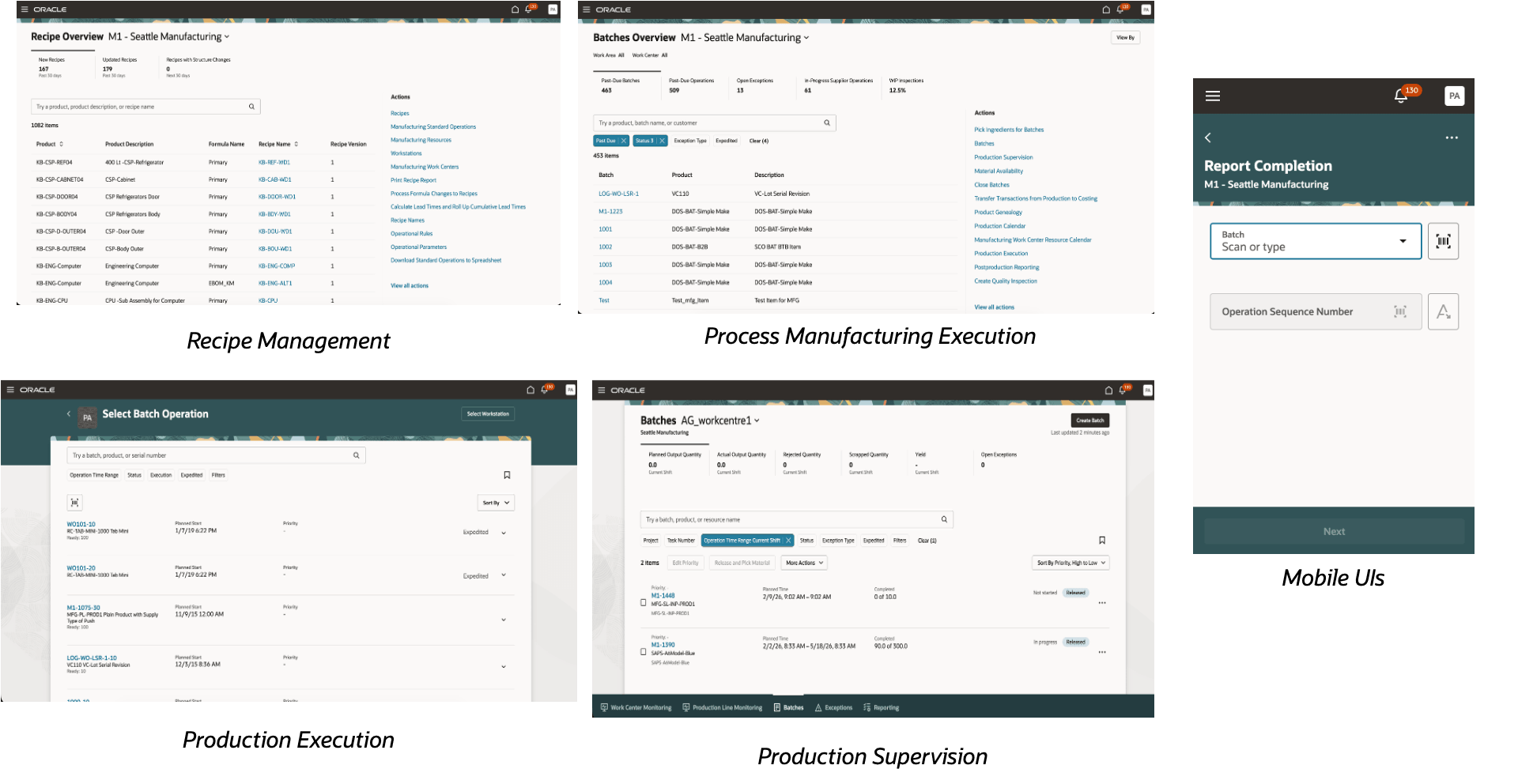 All applications where process manufacturing terminology is applicable