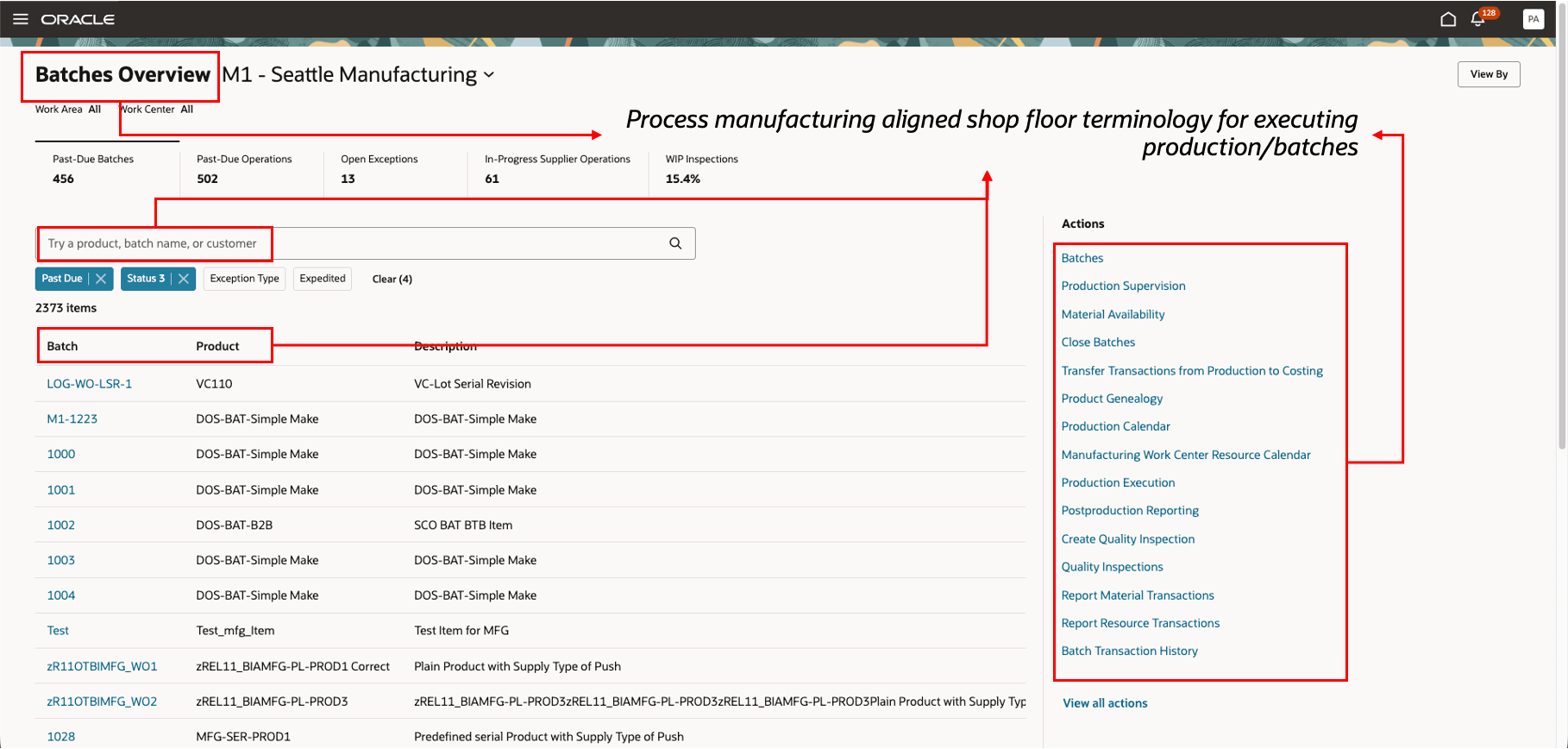 Batches Overview page with changed terminology