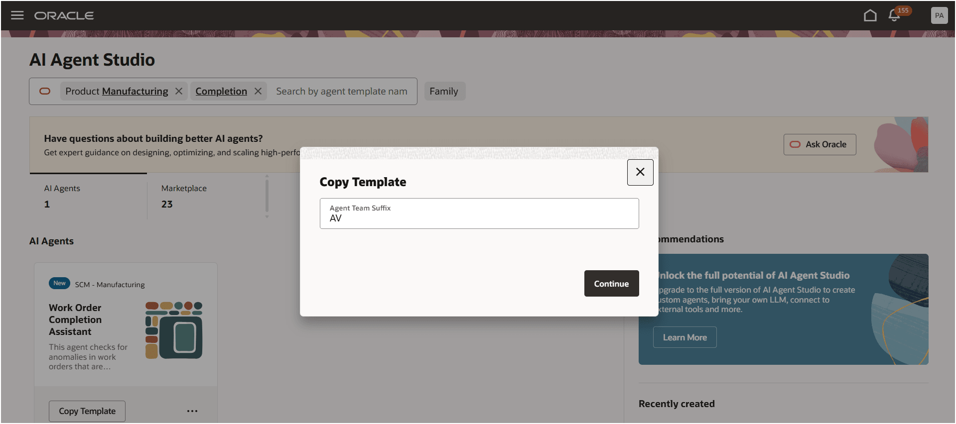 Creating an Agent by Copying the Template