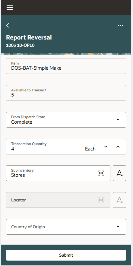 Reverse at an operation