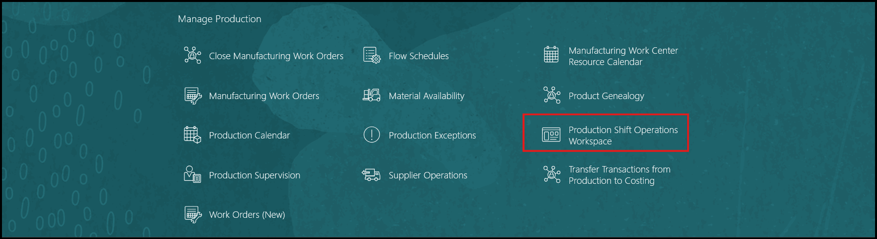 Quick Actions menu under Manage Production