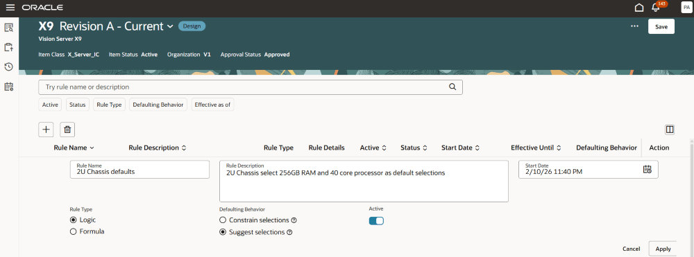 Defaulting Behavior Section