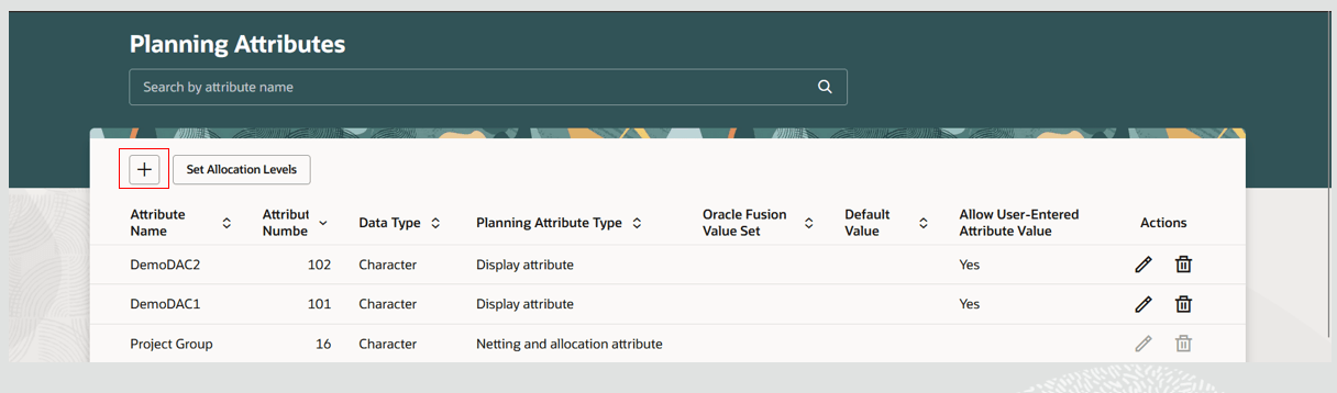 Create a Planning Attribute