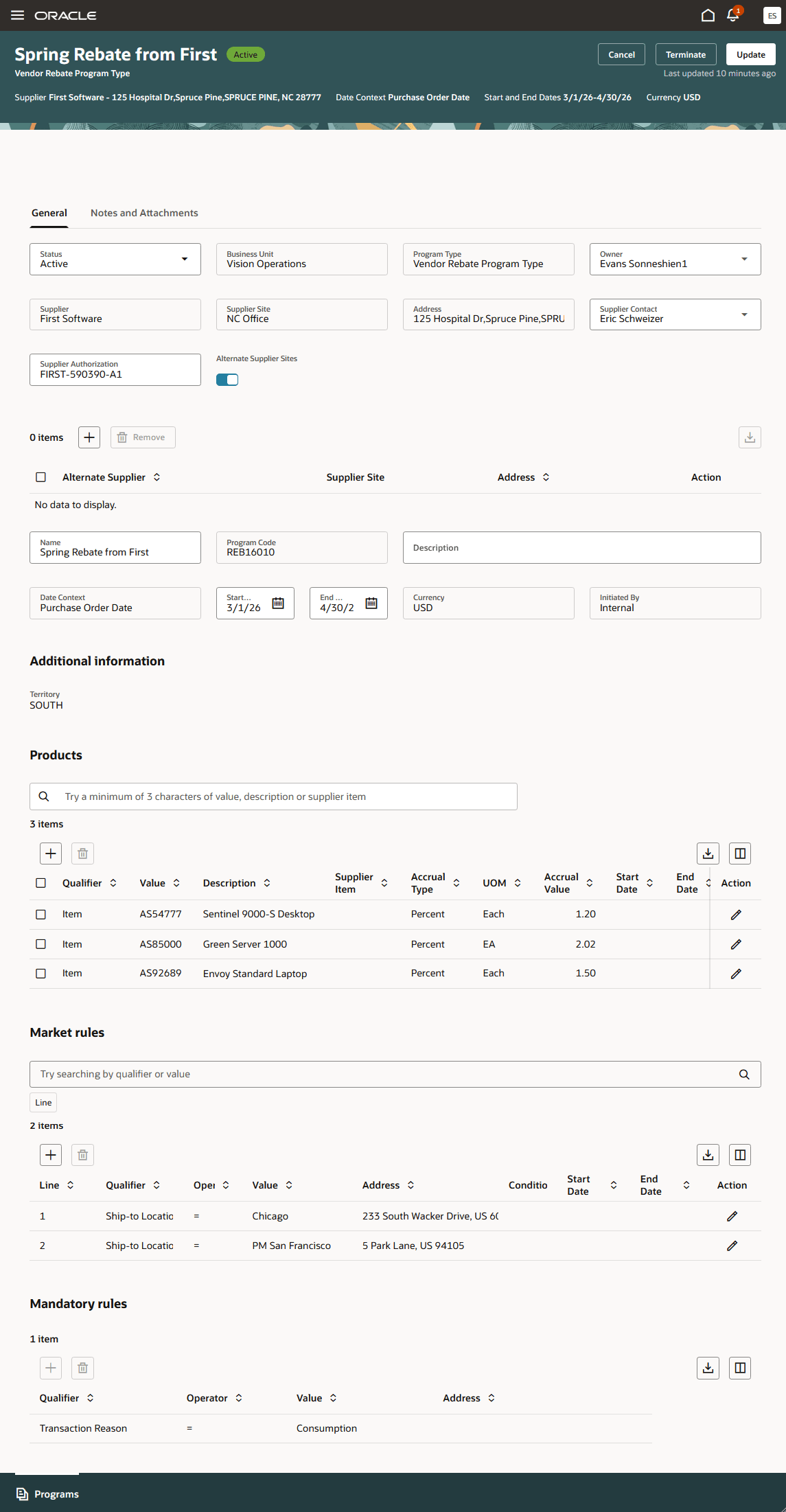 Supplier Rebate Program