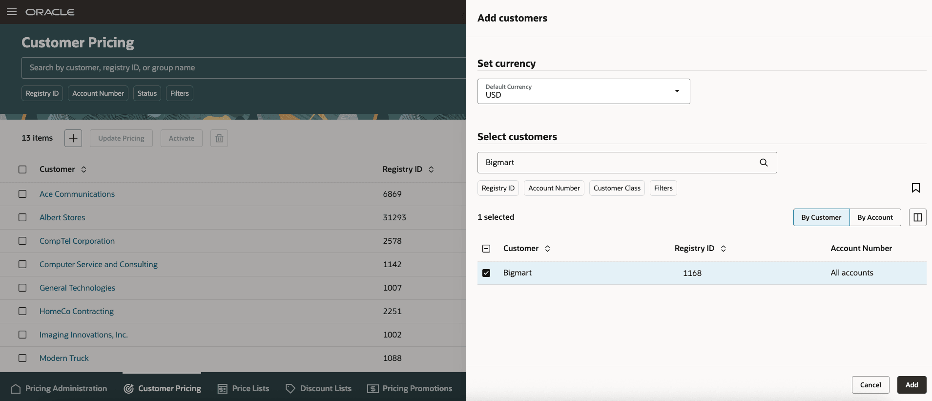 Add one or more customers