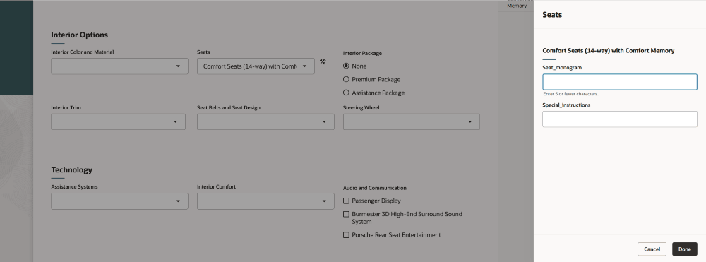 TIAs on option items in drawer