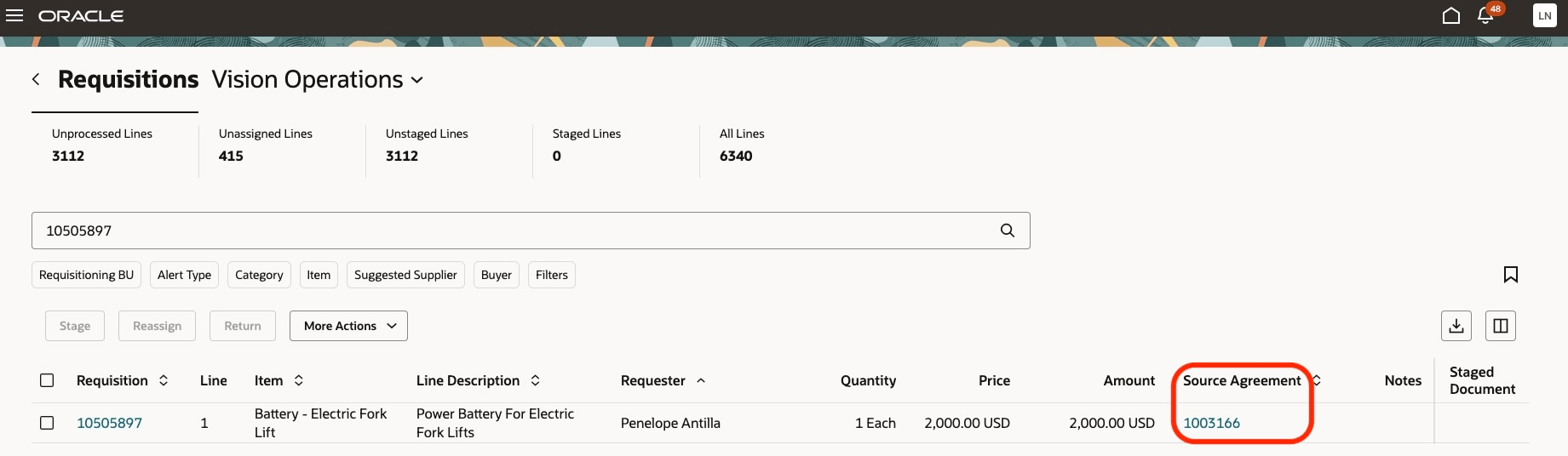 Source Agreement Hyperlink Available in Table Column