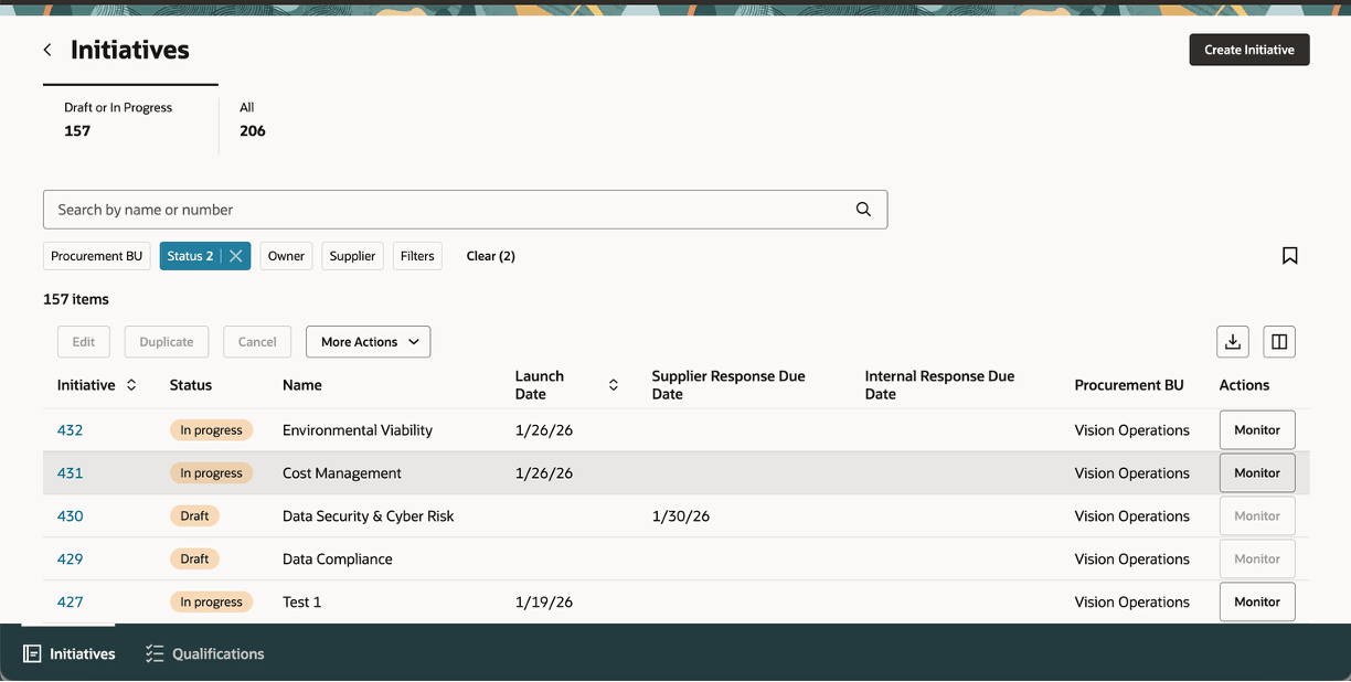 Initiatives Search Page
