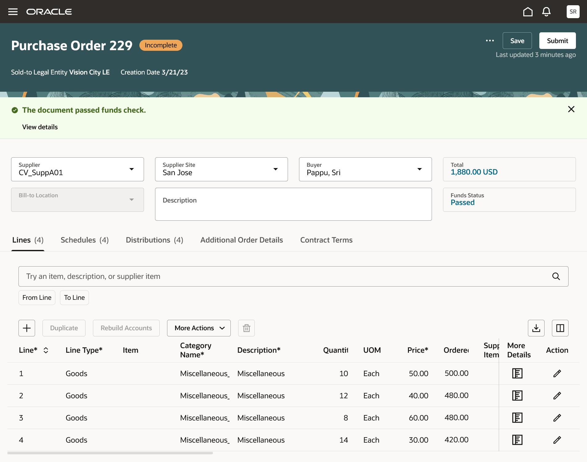 Purchase Order Funds Check