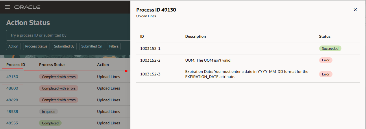 Review Action Status