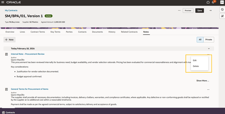 Edit and Delete Notes