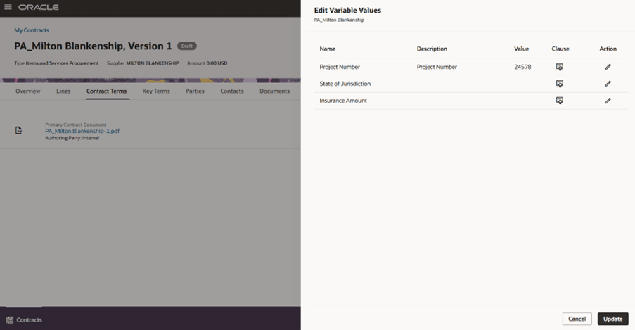 Edit Variable Values