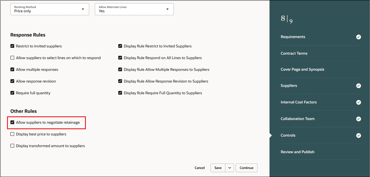 Allow suppliers to negotiate on retainage terms