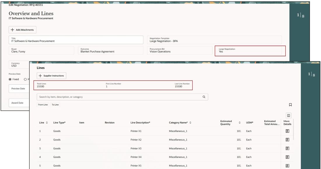 Overview and Lines in Edit Negotiation Guided Process