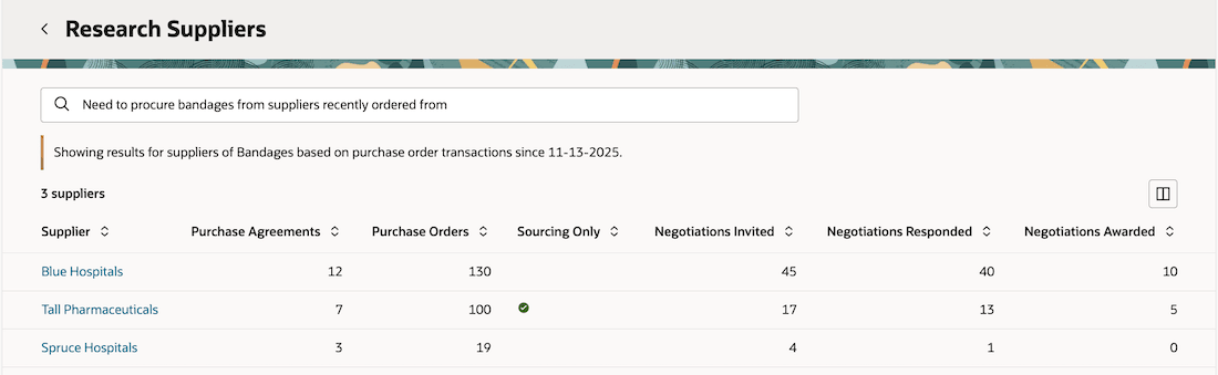 Researching for Suppliers Using Natural Language Input Query