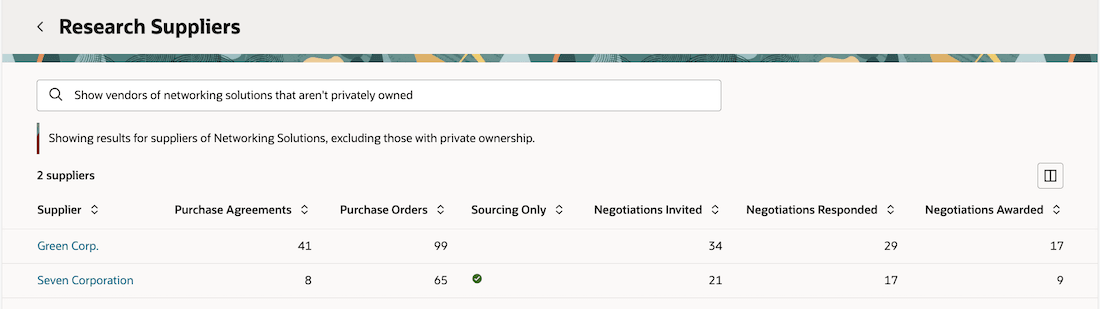 Searching for Suppliers With An Exclusion Criteria
