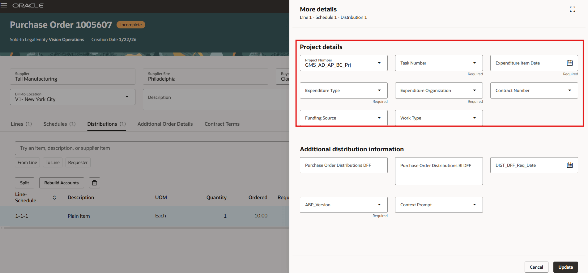 Project Descriptive Flexfields for Distributions