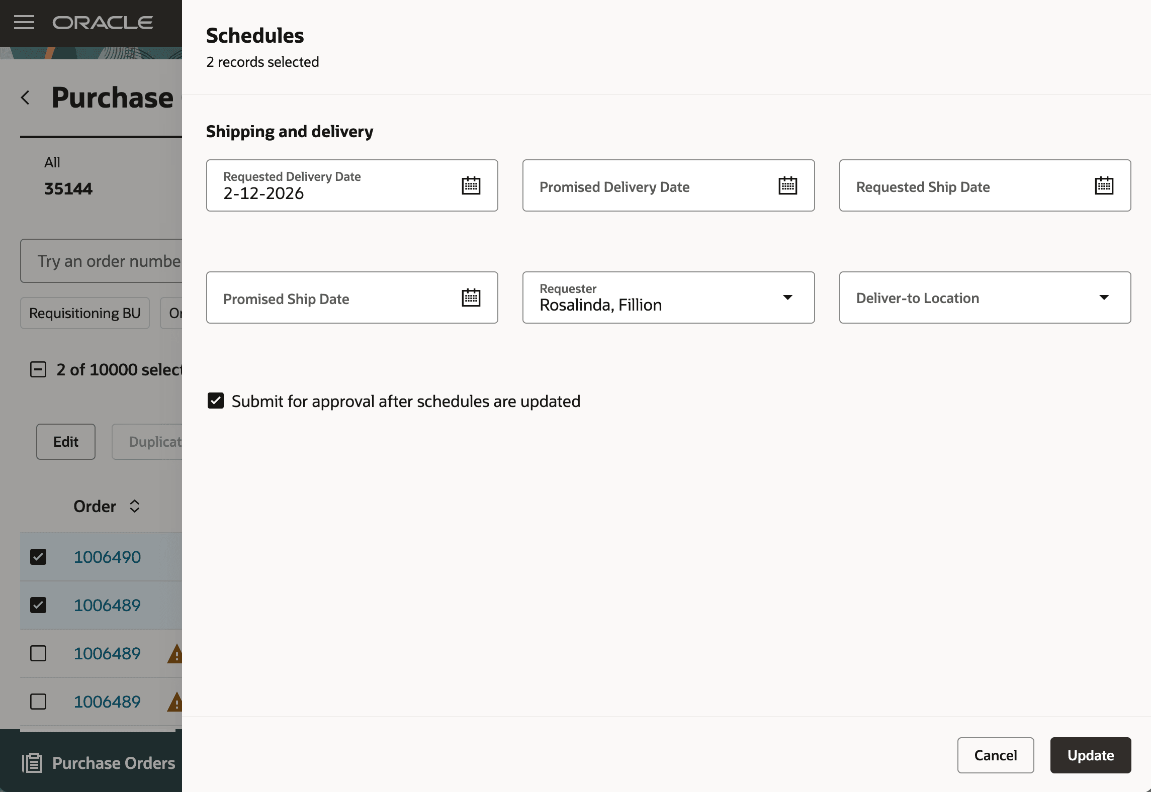 Update Multiple Schedules