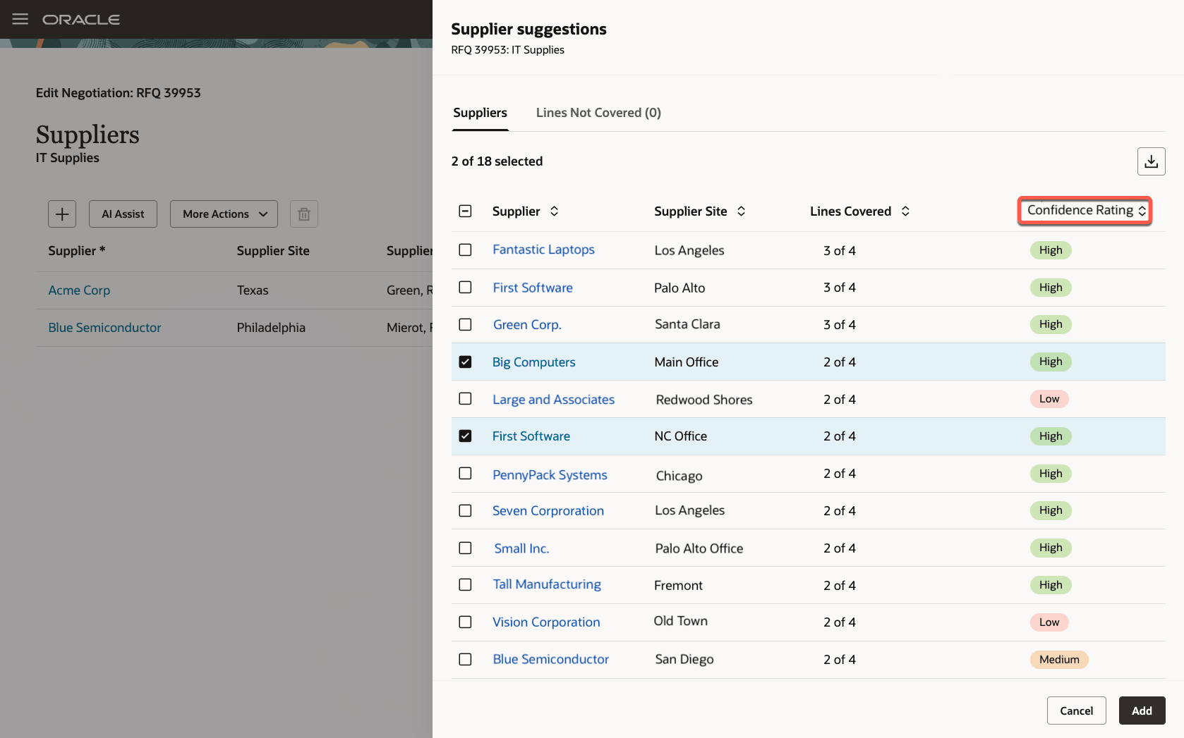 Supplier Suggestions