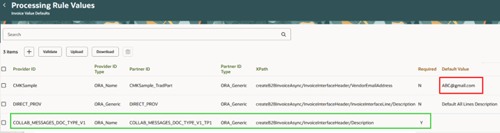 Updated Processing Rule Values
