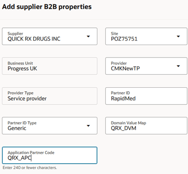 Add Supplier B2B Properties