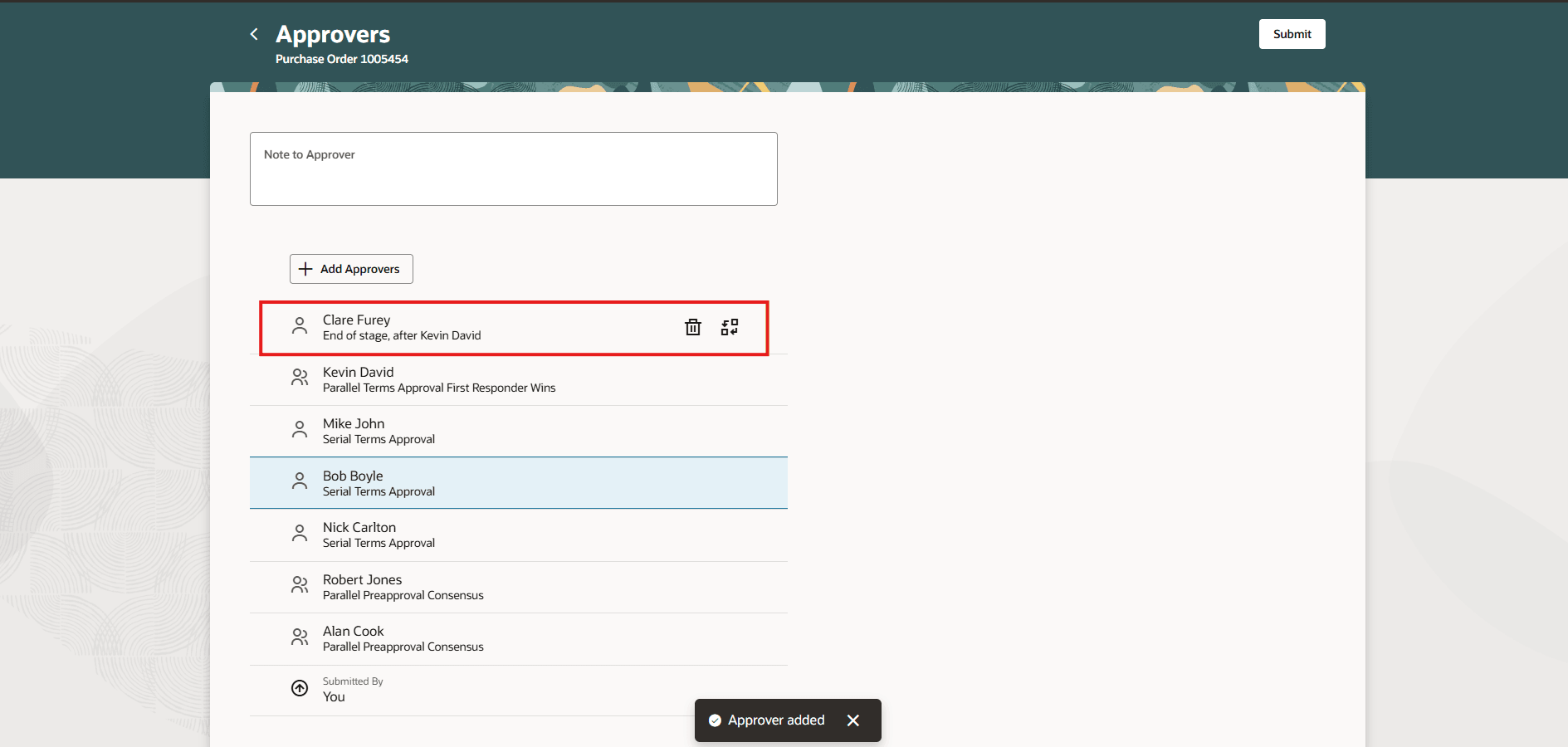 An Approver Added to End of Stage