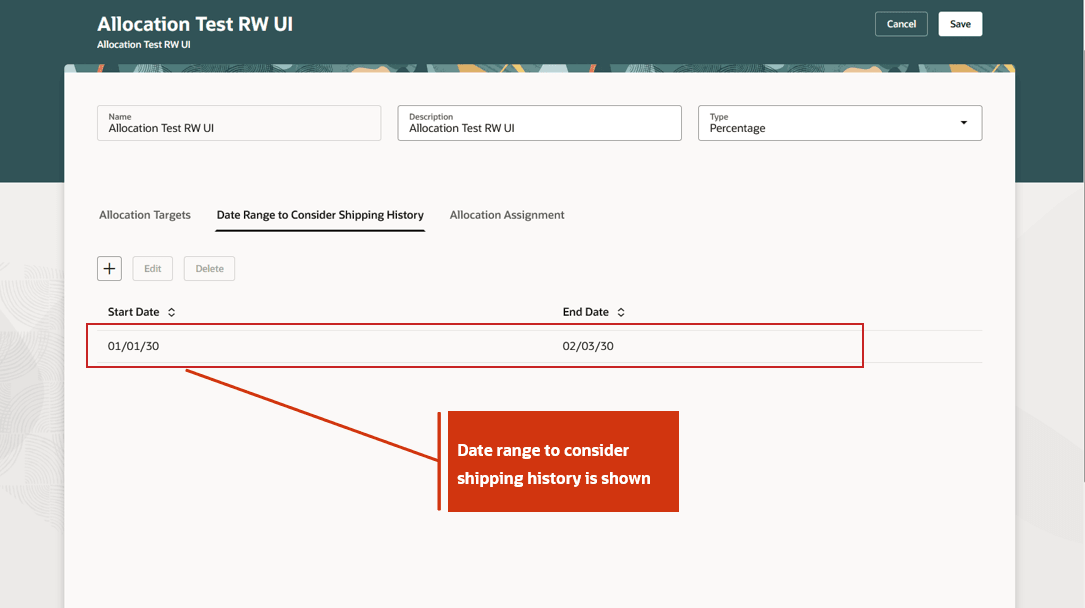 Date Range to Consider Shipping History