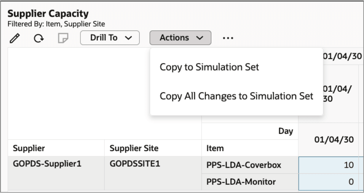 Copying to Simulation Set