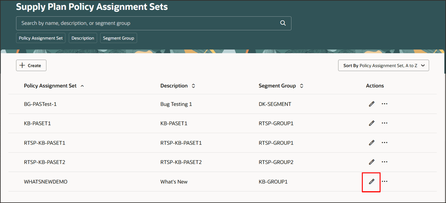 Edit a Policy Assignment Set