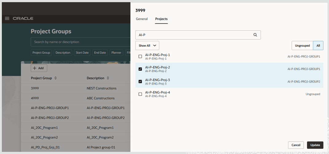 Assign Projects from Other Project Groups