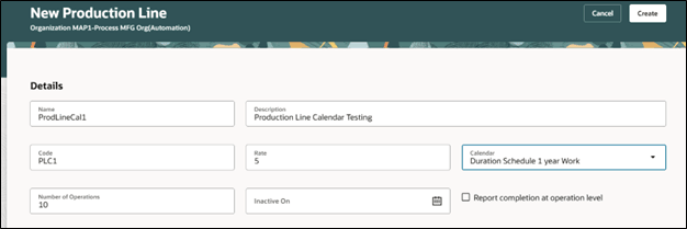 New Production Line Page