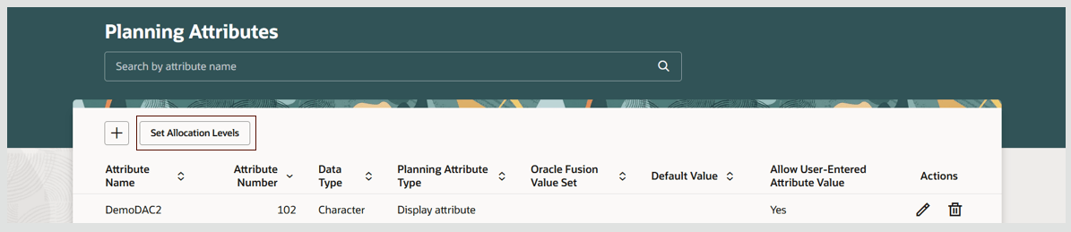 Set Allocation Levels