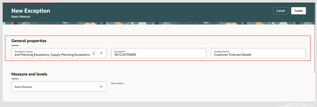 Enter General Properties for an Exception