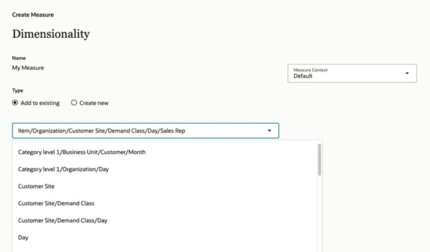 List of Commonly Used Granularities in Dimensionality Step in Guided Process