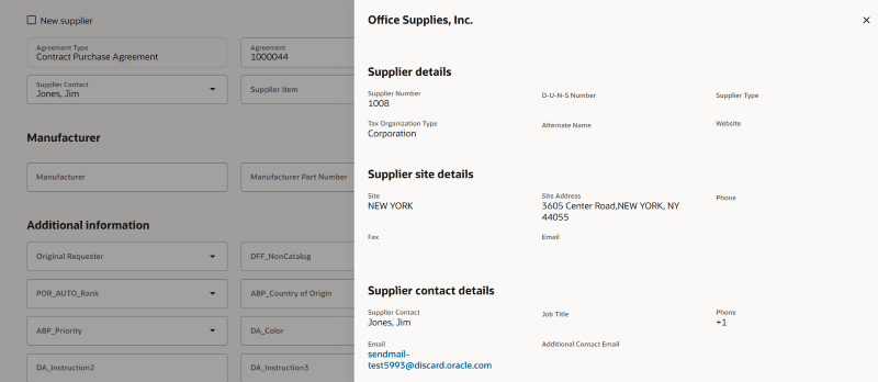 Supplier Additional Details Drawer