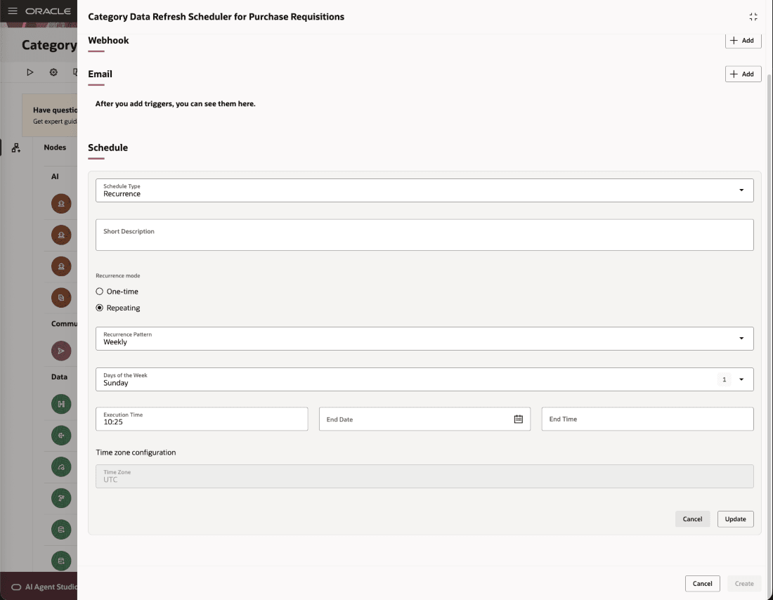 Enter Schedule Details of New Agent Team for Scheduling Indexing of Purchasing Categories