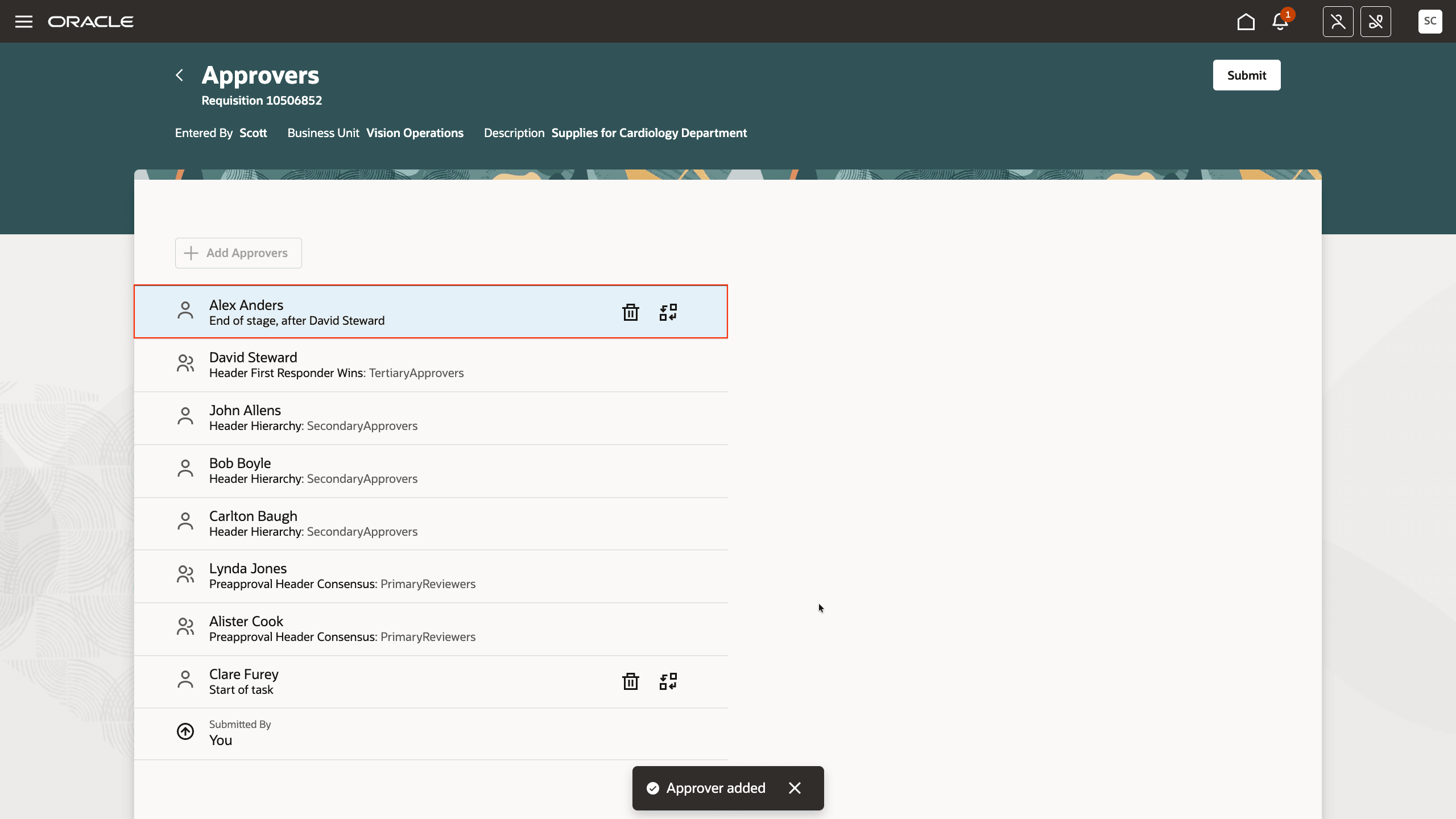 An Approver Added to End of Stage
