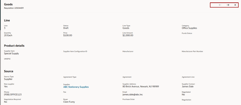 Navigate between Lines in the Details Drawer