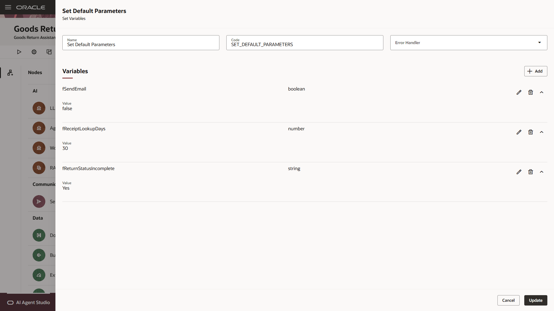 Set Default Parameters - Update