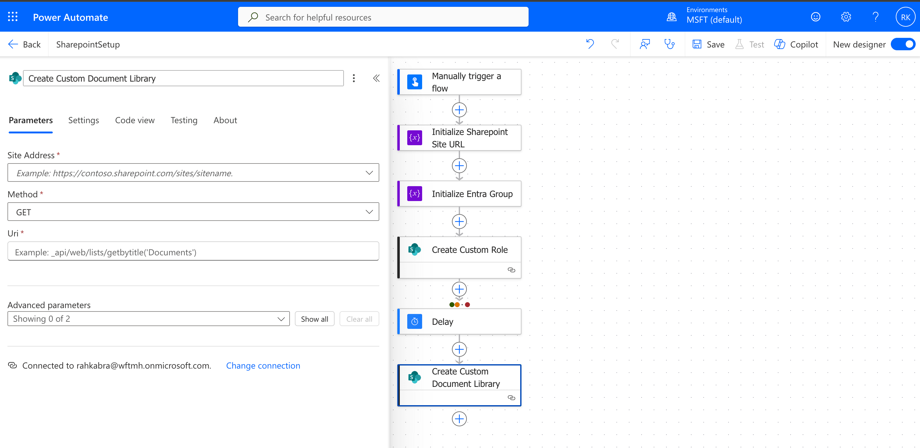 Rename action to Create Custom Document Library