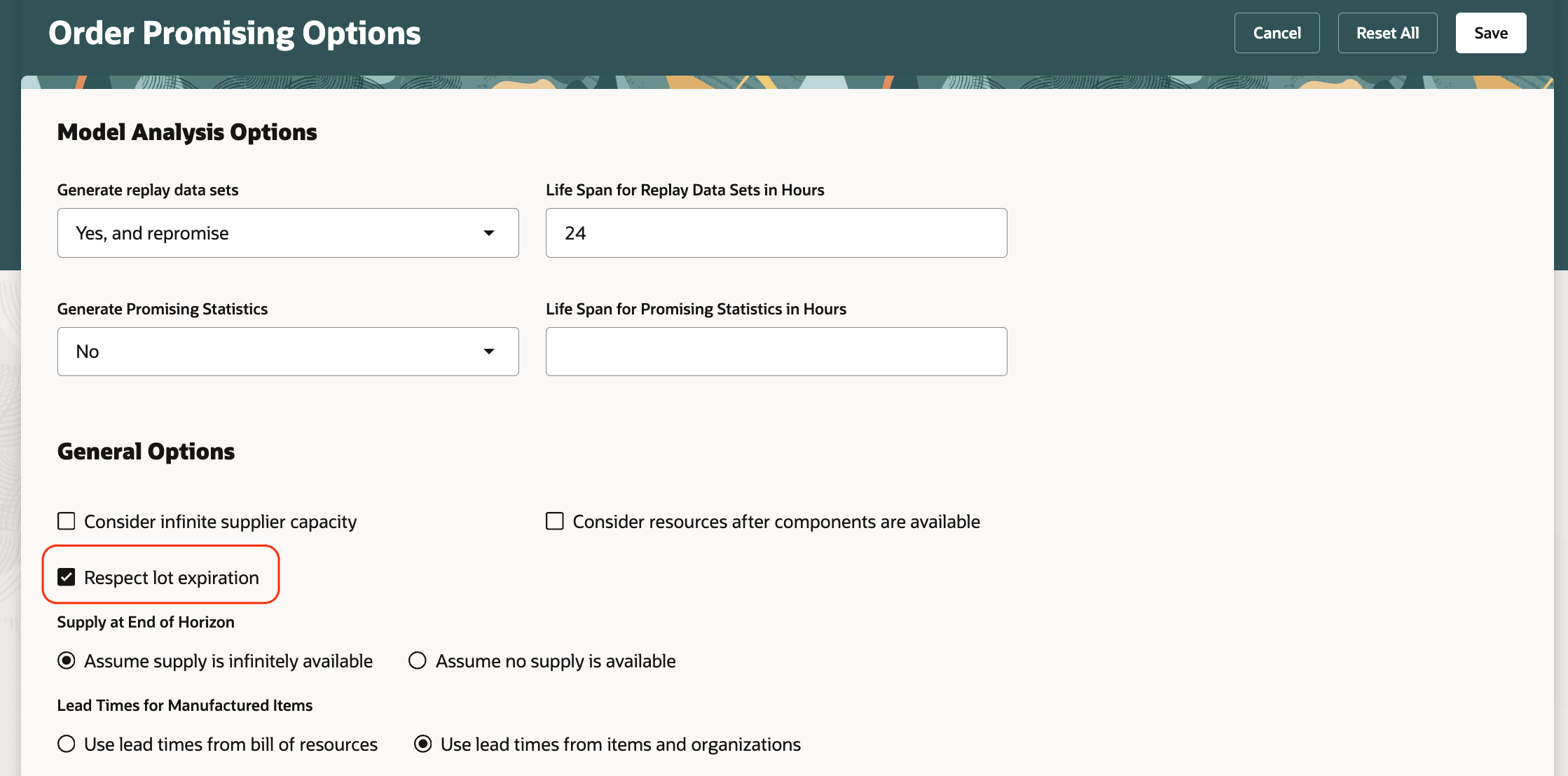 Enabling Lot Expiration