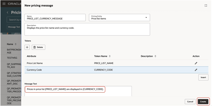 Insert token attributes in message