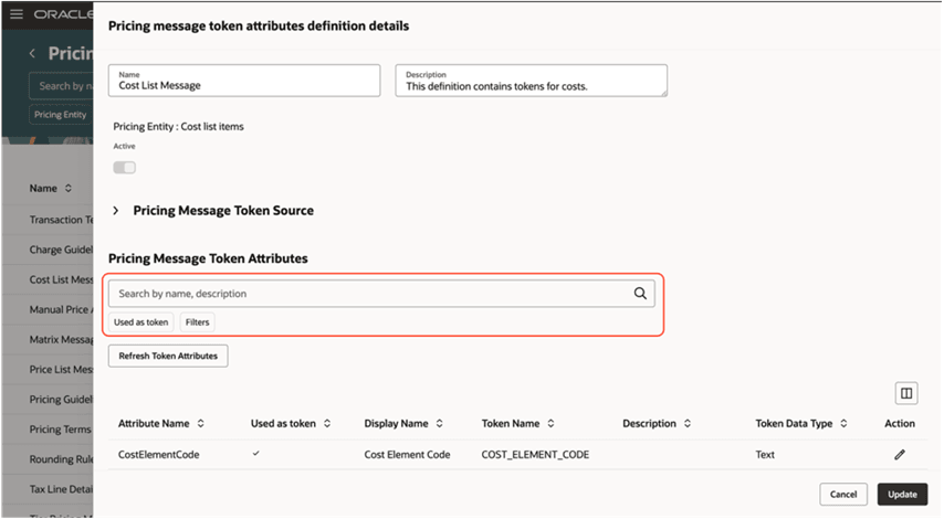 Search for message token attributes