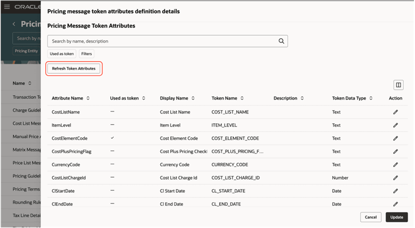 Available token attributes
