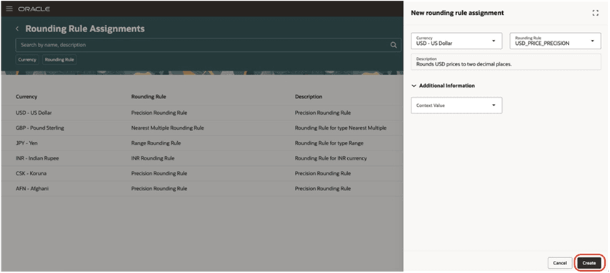 Enter new rounding rule details